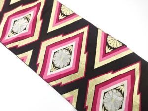 アンティーク　松皮菱に菊模様織り出し袋帯（材料）